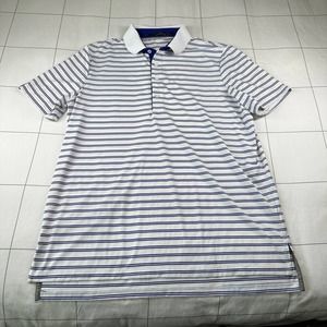 RLX Ralph Lauren Blue and White Striped Polo Shirt